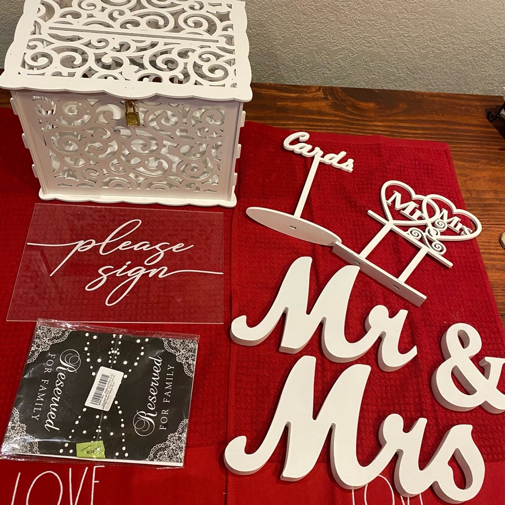 Wedding Card Box table sign bundle. Card Box Mr & Mrs signs reserved table cards